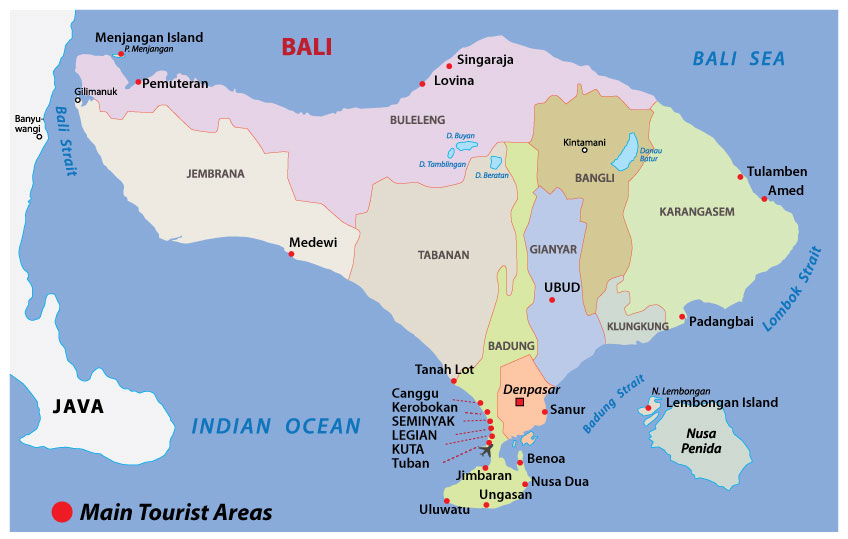 Nine regions of Bali